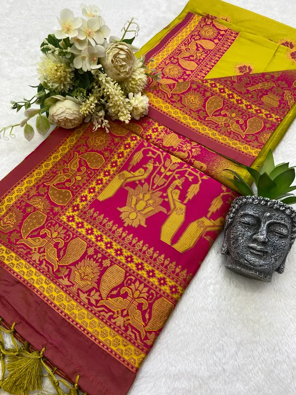 Premium_Soft_Paithani_Silk_sarees_With_Beautiful_Weaving_Pattern_With_Attractive_Rich_Pallu_And_Border_And_Weaving_Blouse_With_Tassels