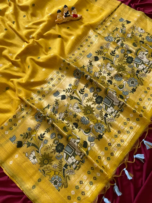 Gowri_Yellow_–_Divine_Wedding_Special_|_Premium_Soft_Muga_Cotton_Paithani_Saree_with_Colourful_3D_Woven_Elephant_Design_Pallu