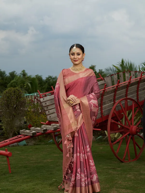 Mohini_Peach_&_Maroon_–_Enchanting_Aesthetic_Edit_for_You_|_Soft_Tussar_Silk_Saree_with_Digital_Print,_Checks_Design_Saree_&_Digital_Print_Blouse