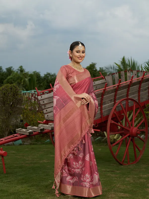 Mohini_Peach_&_Maroon_–_Enchanting_Aesthetic_Edit_for_You_|_Soft_Tussar_Silk_Saree_with_Digital_Print,_Checks_Design_Saree_&_Digital_Print_Blouse