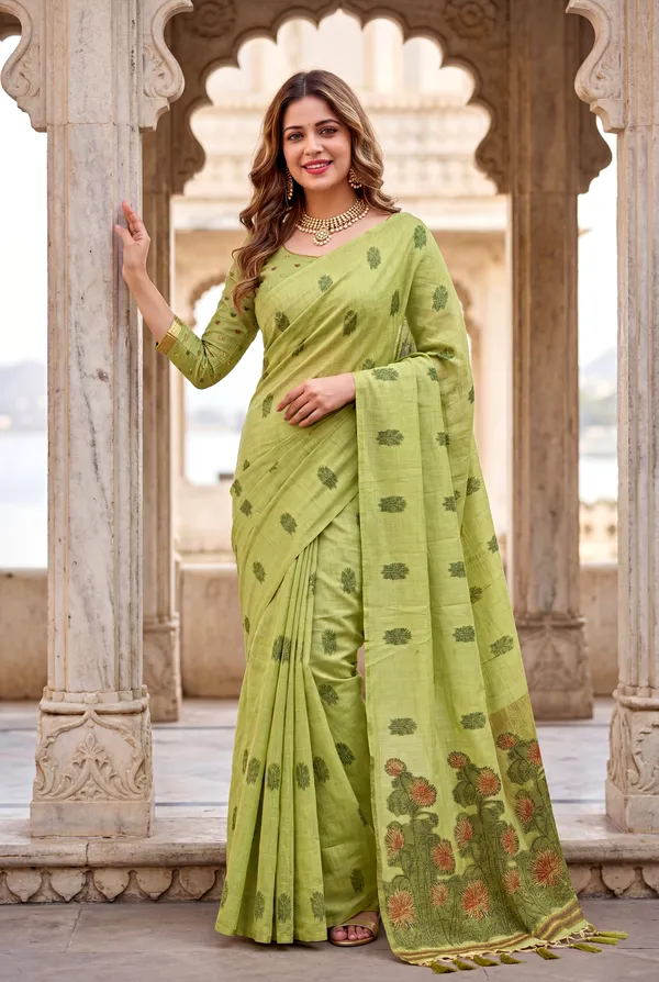 Grisha_2_Green_–_Floral_Pallu_Wedding_Special_|_Premium_Soft_Muga_Cotton_Saree_with_Colourful_Resham_Weaving_Flower_Design_Pallu