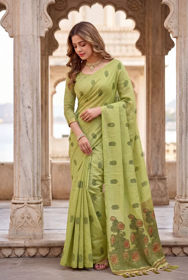 Grisha_2_Green_–_Floral_Pallu_Wedding_Special_|_Premium_Soft_Muga_Cotton_Saree_with_Colourful_Resham_Weaving_Flower_Design_Pallu