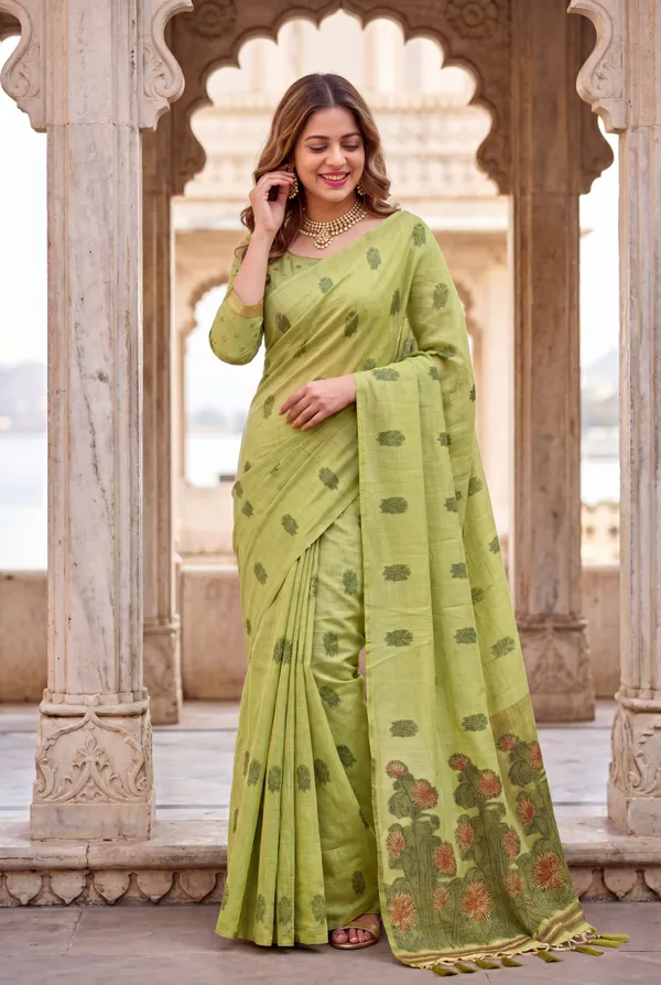 Grisha_2_Green_–_Floral_Pallu_Wedding_Special_|_Premium_Soft_Muga_Cotton_Saree_with_Colourful_Resham_Weaving_Flower_Design_Pallu