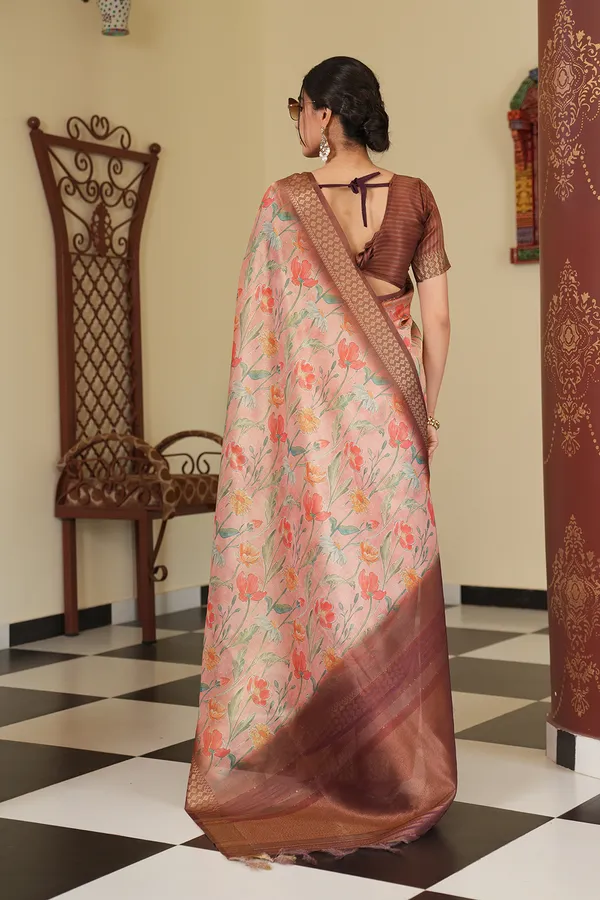 Mini_Coffee_Brown_–_Diwali_Special_|_Soft_Tissue_Silk_Saree_with_Digital_Print,_Border_&_Rich_Pallu,_Sequence_&_Contrast_Print_Blouse_with_Tassels