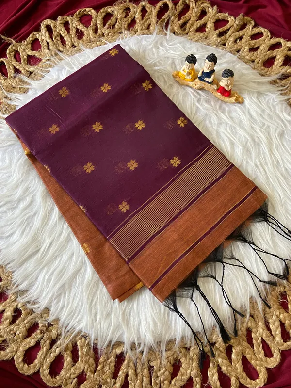 Jasleen_Purple_&_Mustard_–_Wedding_Special_|_Original_Maheswari_Cotton_Silk_Saree_with_Kanchipuram_Rich_Gold-Toned_Woven_Butti_Zari_Work,_Zari_Border