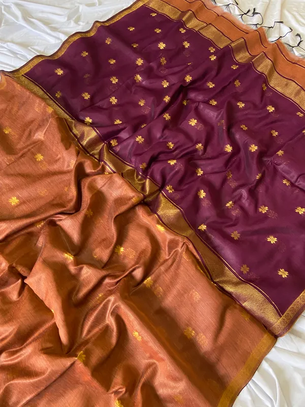 Jasleen_Purple_&_Mustard_–_Wedding_Special_|_Original_Maheswari_Cotton_Silk_Saree_with_Kanchipuram_Rich_Gold-Toned_Woven_Butti_Zari_Work,_Zari_Border