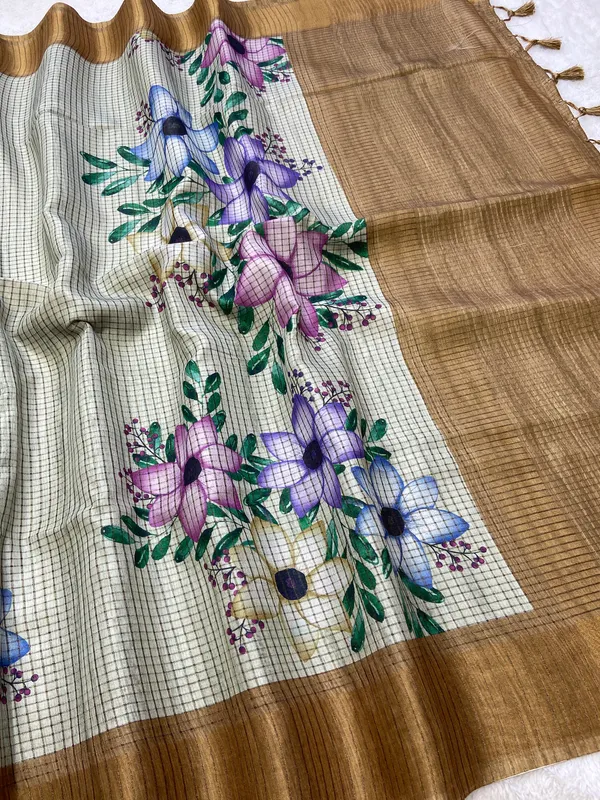 Harshita_Coffee_Brown_–_Joyful_Aesthetic_Edit_for_You_|_Soft_Tussar_Silk_Saree_with_Digital_Print,_Checks_Design_Saree_&_Digital_Print_Blouse