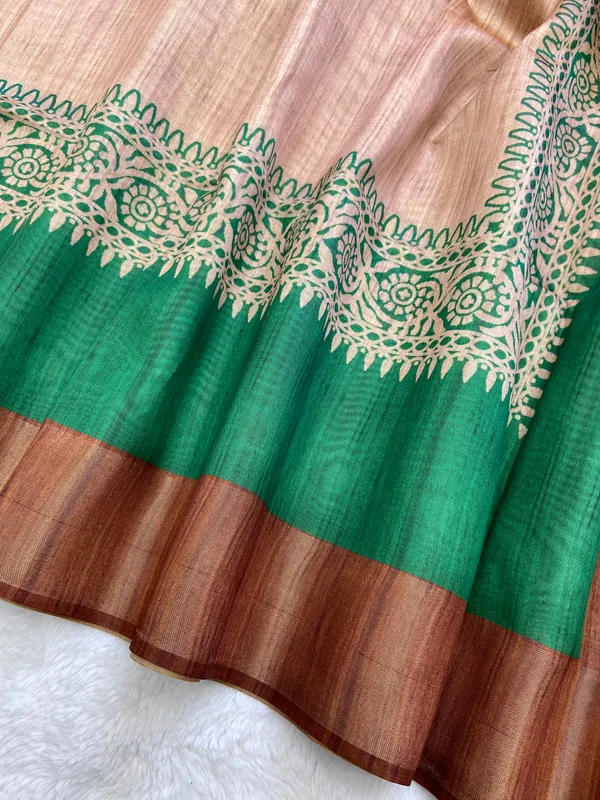 Bhanumati_Coffee_Brown_–_Aesthetic_Edit_for_You_|_Soft_Tussar_Silk_Saree_with_Print,_Border_&_Contrast_Print_Blouse_with_Tassels