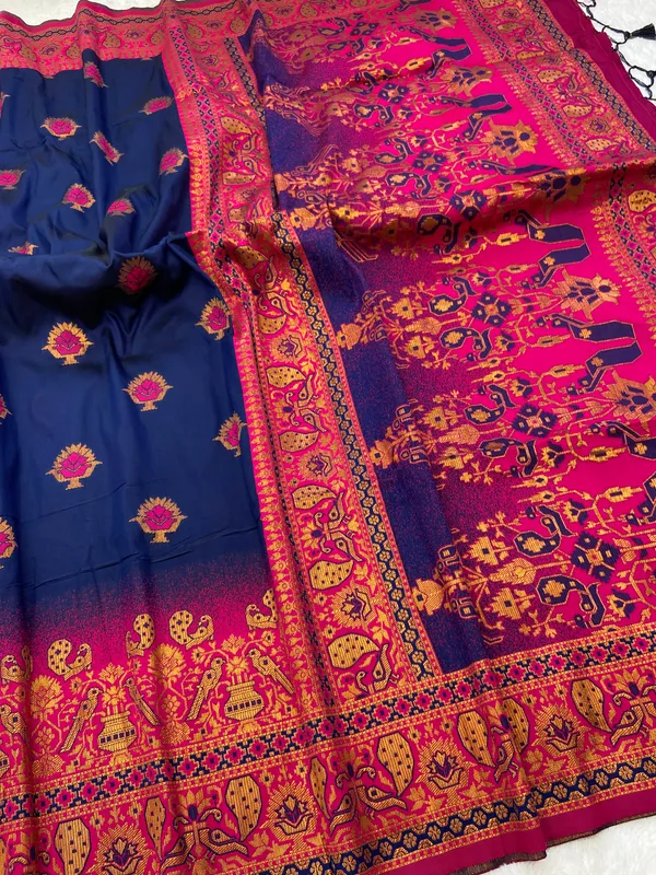 Premium_Soft_Paithani_Silk_sarees_With_Beautiful_Weaving_Pattern_With_Attractive_Rich_Pallu_And_Border_And_Weaving_Blouse_With_Tassels
