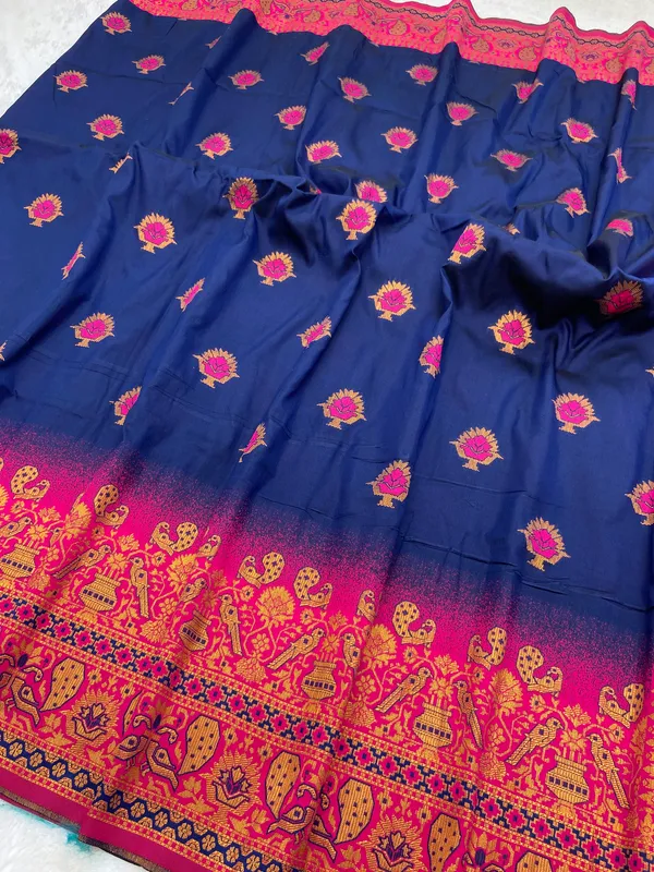 Premium_Soft_Paithani_Silk_sarees_With_Beautiful_Weaving_Pattern_With_Attractive_Rich_Pallu_And_Border_And_Weaving_Blouse_With_Tassels