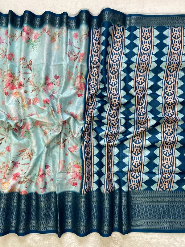 Pahal_Sky_Blue_–_Aesthetic_Edit_for_You_|_Soft_Kota_Saree_with_Print,_Pallu_&_Contrast_Print_Blouse_with_Tassels