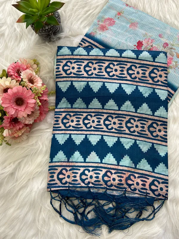Pahal_Sky_Blue_–_Aesthetic_Edit_for_You_|_Soft_Kota_Saree_with_Print,_Pallu_&_Contrast_Print_Blouse_with_Tassels