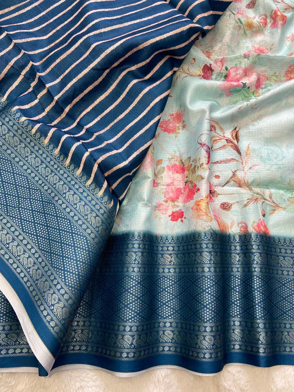 Pahal_Sky_Blue_–_Aesthetic_Edit_for_You_|_Soft_Kota_Saree_with_Print,_Pallu_&_Contrast_Print_Blouse_with_Tassels
