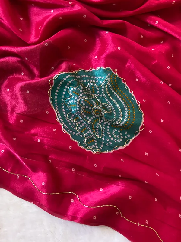 Soft_Chinon_Silk_sarees_with_Beautiful_Bandhani_Print_With_Attractive_Handwork_And_Mono_Fabric_Blouse_With_Tassels_in_new_styles_n_new_look