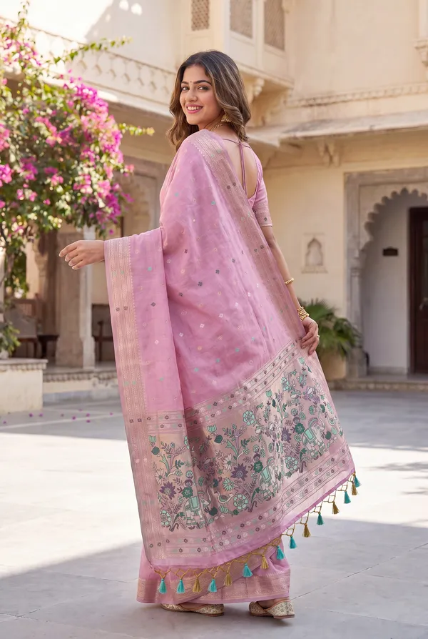 Gowri_Neon_Pink_–_Divine_Wedding_Special_|_Premium_Soft_Muga_Cotton_Paithani_Saree_with_Colourful_3D_Woven_Elephant_Design_Pallu