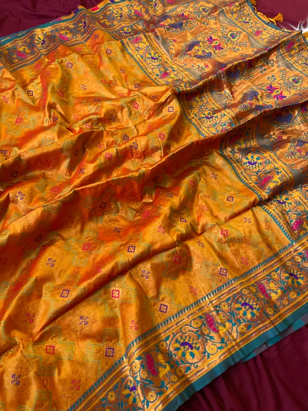 Premium_Soft_Paithani_Silk_sarees_With_Beautiful_Weaving_Pattern_With_Attractive_Rich_Pallu_And_Border_And_Weaving_Blouse_With_Tassels