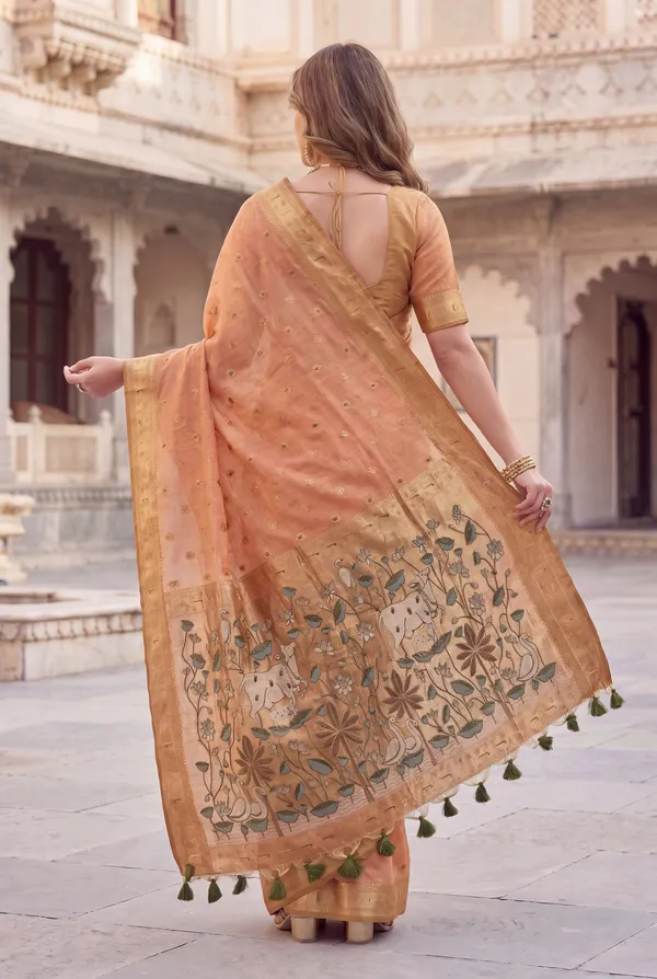 Pallavi_Orange_–_Cow_Pallu_Wedding_Special_|_Premium_Soft_Muga_Cotton_Paithani_Saree_with_Colourful_3D_Woven_Cow_Design_Pallu