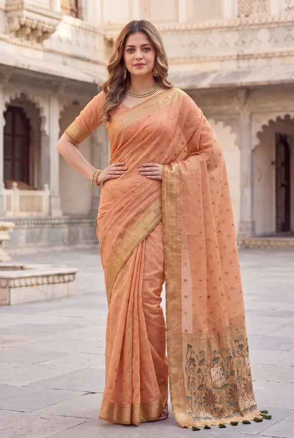 Pallavi_Orange_–_Cow_Pallu_Wedding_Special_|_Premium_Soft_Muga_Cotton_Paithani_Saree_with_Colourful_3D_Woven_Cow_Design_Pallu