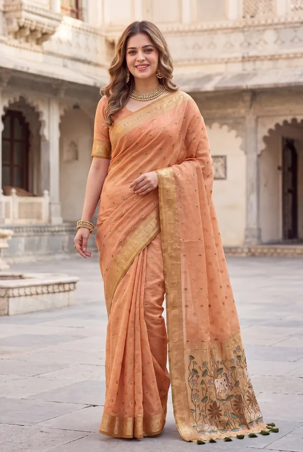 Pallavi_Orange_–_Cow_Pallu_Wedding_Special_|_Premium_Soft_Muga_Cotton_Paithani_Saree_with_Colourful_3D_Woven_Cow_Design_Pallu