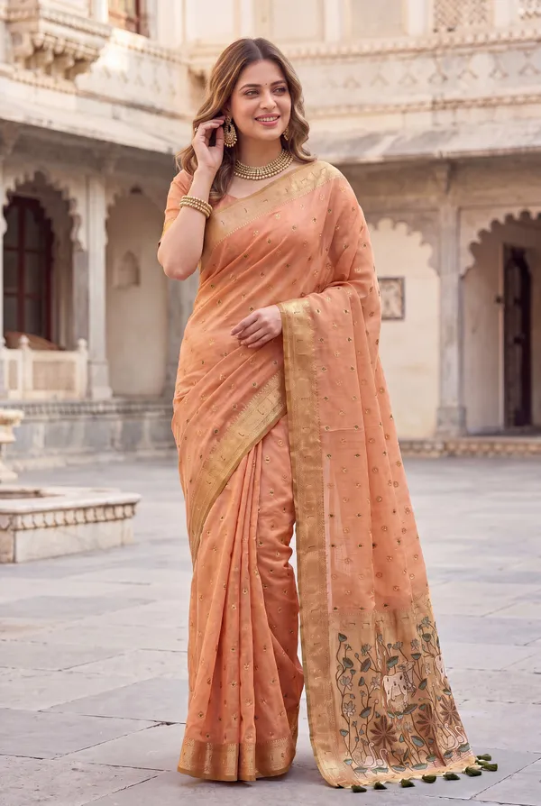 Pallavi_Orange_–_Cow_Pallu_Wedding_Special_|_Premium_Soft_Muga_Cotton_Paithani_Saree_with_Colourful_3D_Woven_Cow_Design_Pallu