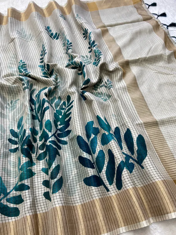 Devanshi_Rama_Green_–_Divine_Aesthetic_Edit_for_You_|_Soft_Tussar_Silk_Saree_with_Digital_Print,_Checks_Design_Saree_&_Digital_Print_Blouse