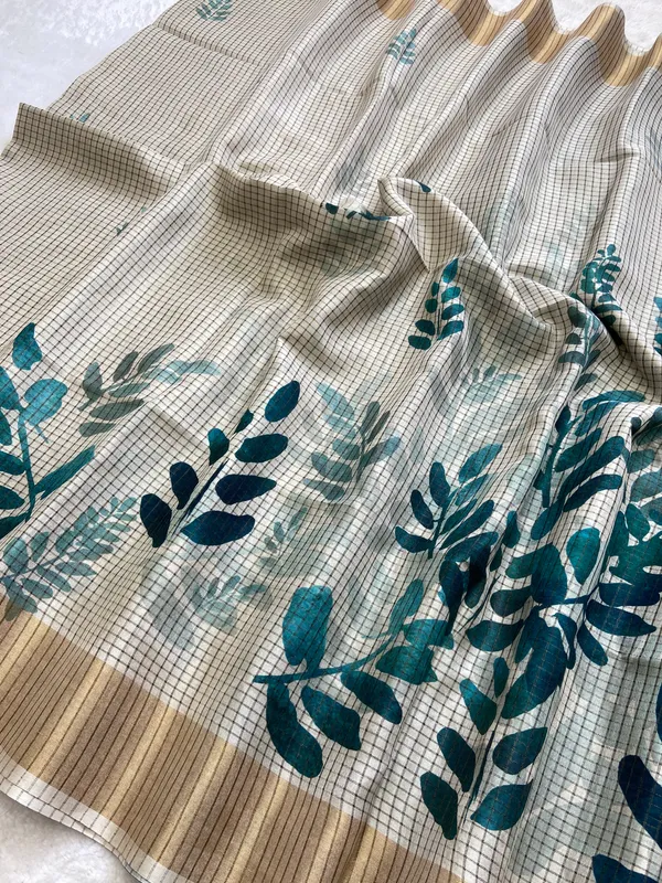 Devanshi_Rama_Green_–_Divine_Aesthetic_Edit_for_You_|_Soft_Tussar_Silk_Saree_with_Digital_Print,_Checks_Design_Saree_&_Digital_Print_Blouse