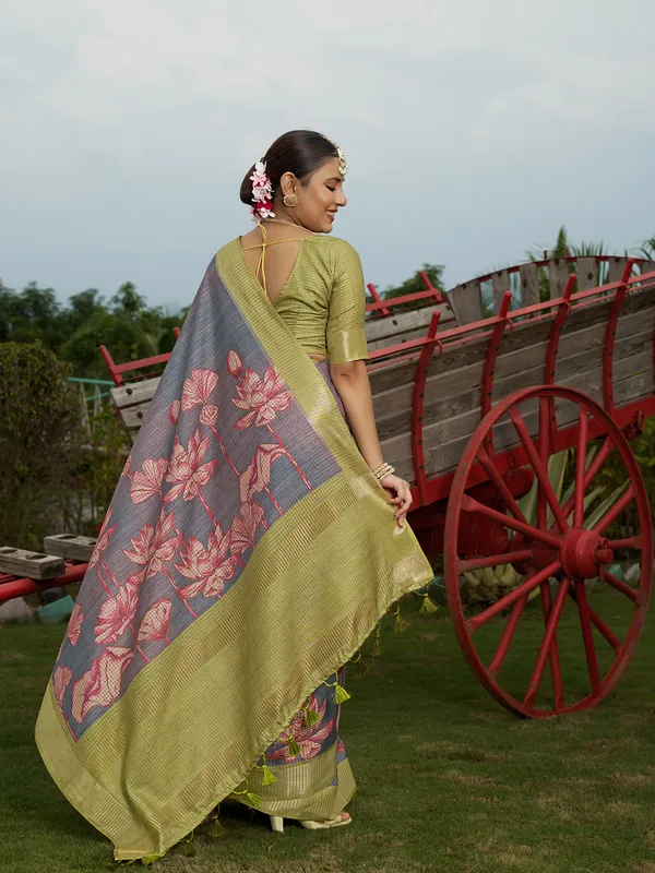Mohini_Green_&_Grey_–_Enchanting_Aesthetic_Edit_for_You_|_Soft_Tussar_Silk_Saree_with_Digital_Print,_Checks_Design_Saree_&_Digital_Print_Blouse