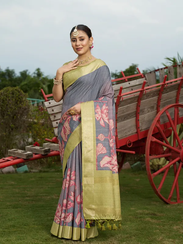 Mohini_Green_&_Grey_–_Enchanting_Aesthetic_Edit_for_You_|_Soft_Tussar_Silk_Saree_with_Digital_Print,_Checks_Design_Saree_&_Digital_Print_Blouse