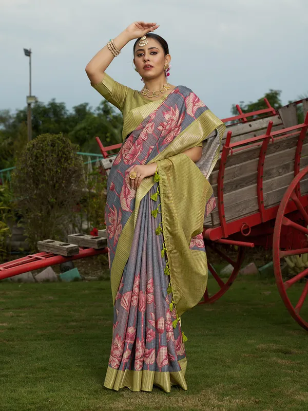 Mohini_Green_&_Grey_–_Enchanting_Aesthetic_Edit_for_You_|_Soft_Tussar_Silk_Saree_with_Digital_Print,_Checks_Design_Saree_&_Digital_Print_Blouse