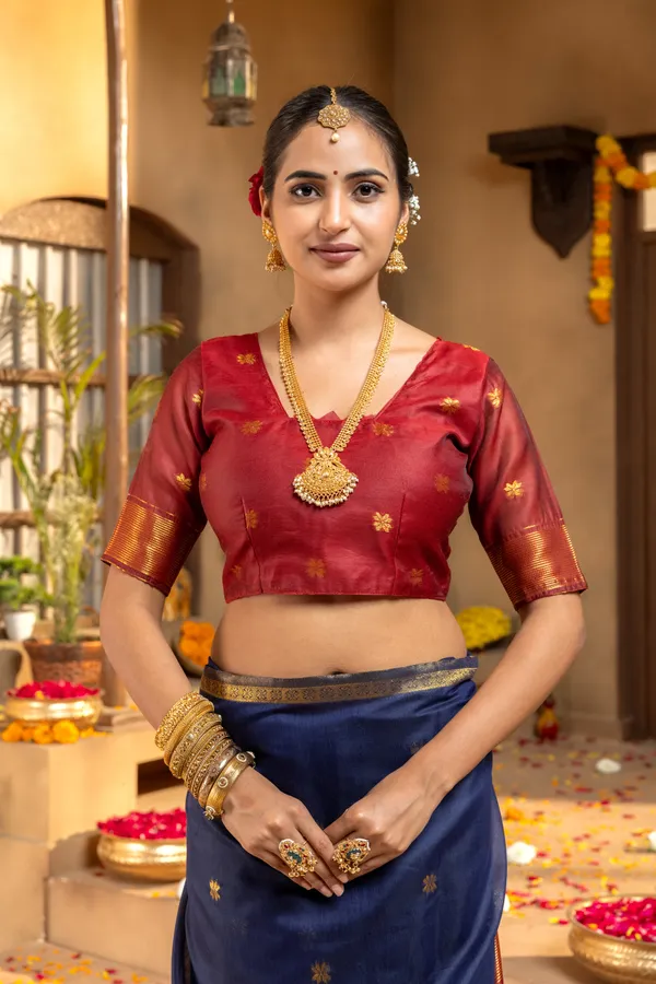 Jasleen_Red_&_Blue_–_Wedding_Special_|_Original_Maheswari_Cotton_Silk_Saree_with_Kanchipuram_Rich_Gold-Toned_Woven_Butti_Zari_Work,_Zari_Border