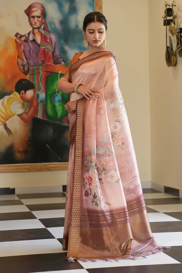 Savya_Coffee_Brown_–_Diwali_Special_|_Soft_Tissue_Silk_Saree_with_Digital_Print,_Border_&_Rich_Pallu,_Sequence_&_Contrast_Print_Blouse_with_Tassels