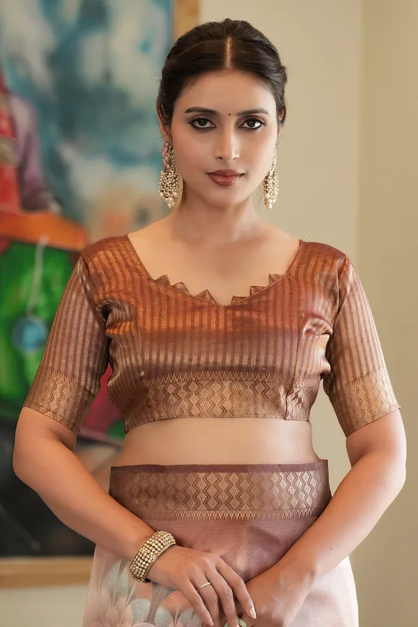 Savya_Coffee_Brown_–_Diwali_Special_|_Soft_Tissue_Silk_Saree_with_Digital_Print,_Border_&_Rich_Pallu,_Sequence_&_Contrast_Print_Blouse_with_Tassels