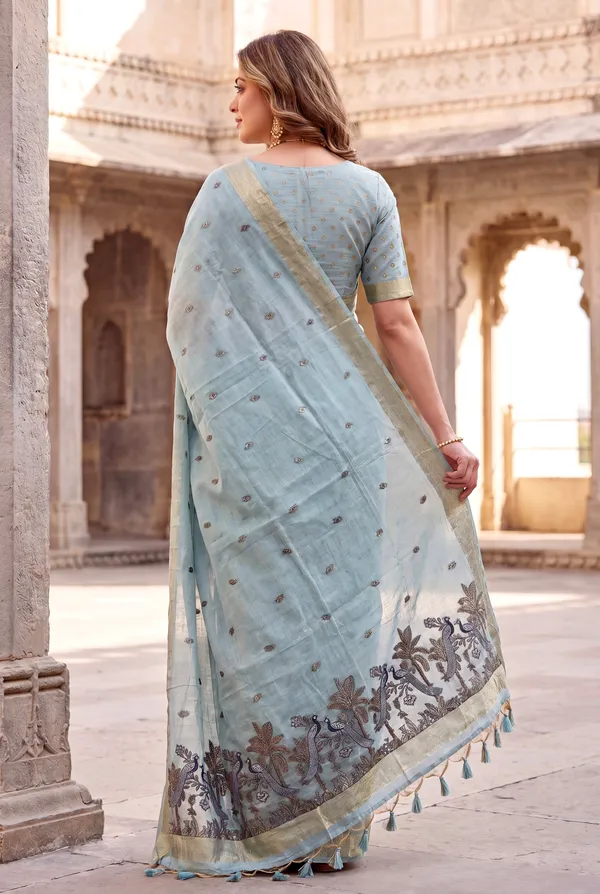 Kashish_2_Sky_Blue_–_Alluring_Wedding_Special_|_Premium_Soft_Muga_Cotton_Saree_with_Colourful_Resham_Weaving_Peacock_Design_Pallu