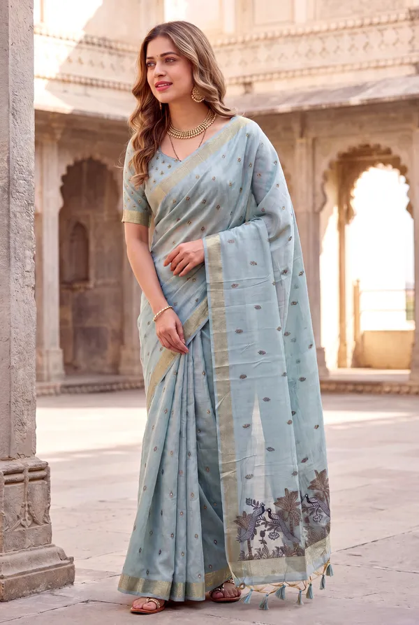 Kashish_2_Sky_Blue_–_Alluring_Wedding_Special_|_Premium_Soft_Muga_Cotton_Saree_with_Colourful_Resham_Weaving_Peacock_Design_Pallu