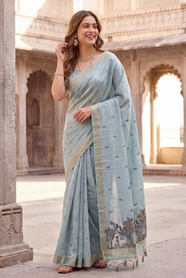 Kashish_2_Sky_Blue_–_Alluring_Wedding_Special_|_Premium_Soft_Muga_Cotton_Saree_with_Colourful_Resham_Weaving_Peacock_Design_Pallu
