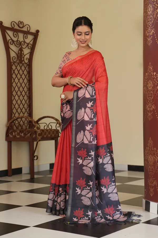 Soft_Chanderi_cotton_sarees_with_Beautiful_Digital_Print_With_Attractive_Zari_Line_Saree_And_Digital_Print_Blouse_With_Tassels