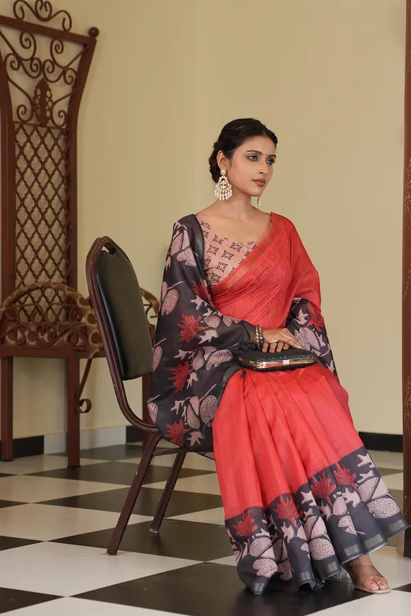 Soft_Chanderi_cotton_sarees_with_Beautiful_Digital_Print_With_Attractive_Zari_Line_Saree_And_Digital_Print_Blouse_With_Tassels