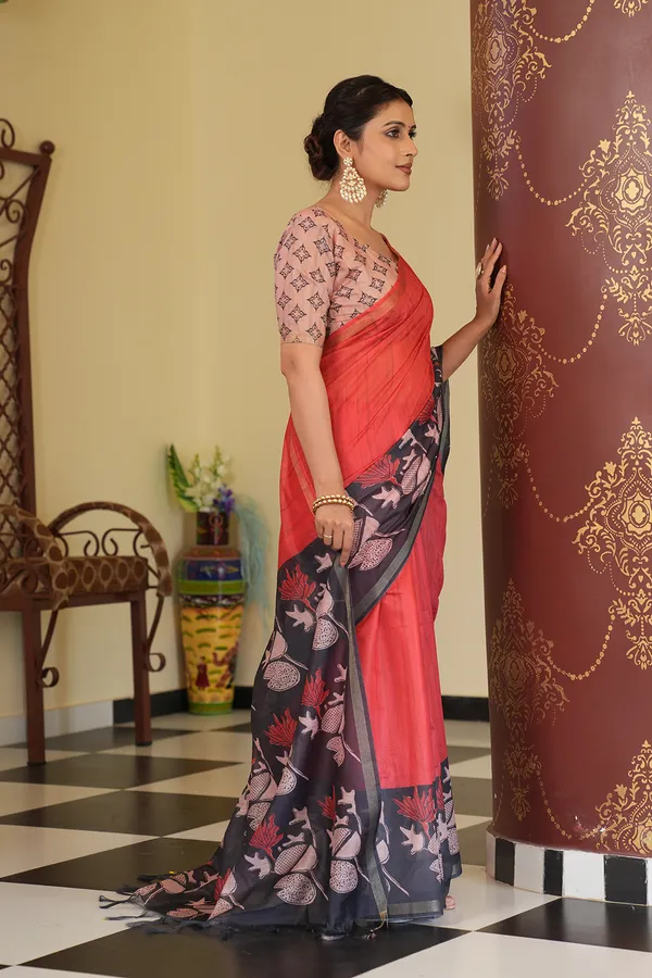 Soft_Chanderi_cotton_sarees_with_Beautiful_Digital_Print_With_Attractive_Zari_Line_Saree_And_Digital_Print_Blouse_With_Tassels