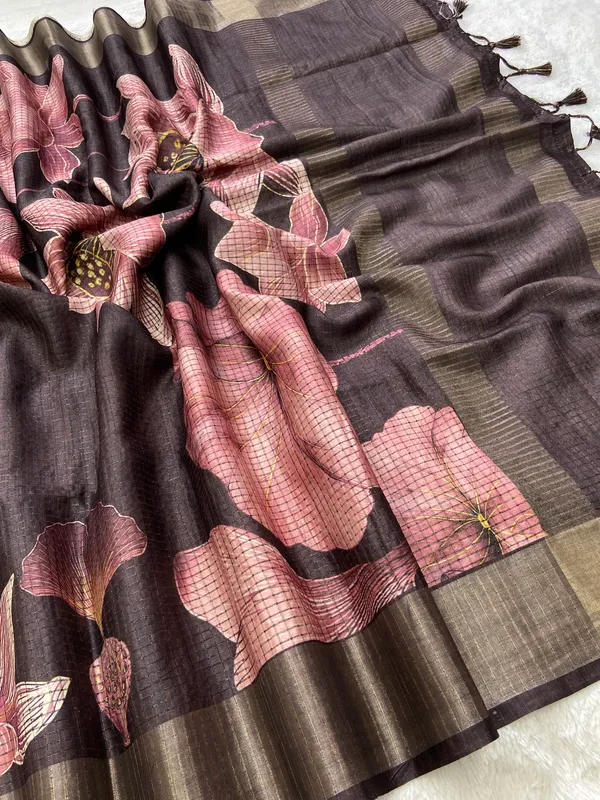 Suhasini_Coffee_Brown_–_Smiling_Aesthetic_Edit_for_You_|_Soft_Tussar_Silk_Saree_with_Digital_Print,_Checks_Design_Saree_&_Digital_Print_Blouse
