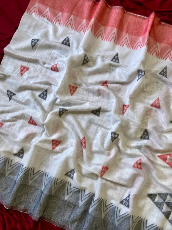 Bengali_White_–_Bengal_Style_Aesthetic_Edit_for_You_|_Premium_Soft_Bengali_Cotton_Saree_with_Colourful_Triangle_Resham_Weaving_Design_Pallu