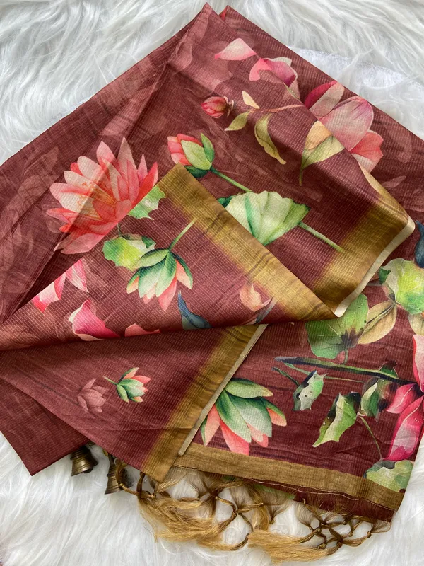 Soft_Tussar_Silk__sarees_with_Beautiful_Digital_Print_With_Attractive_Zari_Line_Saree_And_Digital_Print_Blouse_With_Tassels