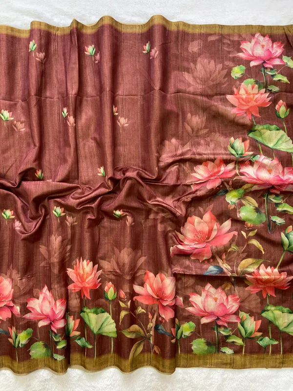 Soft_Tussar_Silk__sarees_with_Beautiful_Digital_Print_With_Attractive_Zari_Line_Saree_And_Digital_Print_Blouse_With_Tassels
