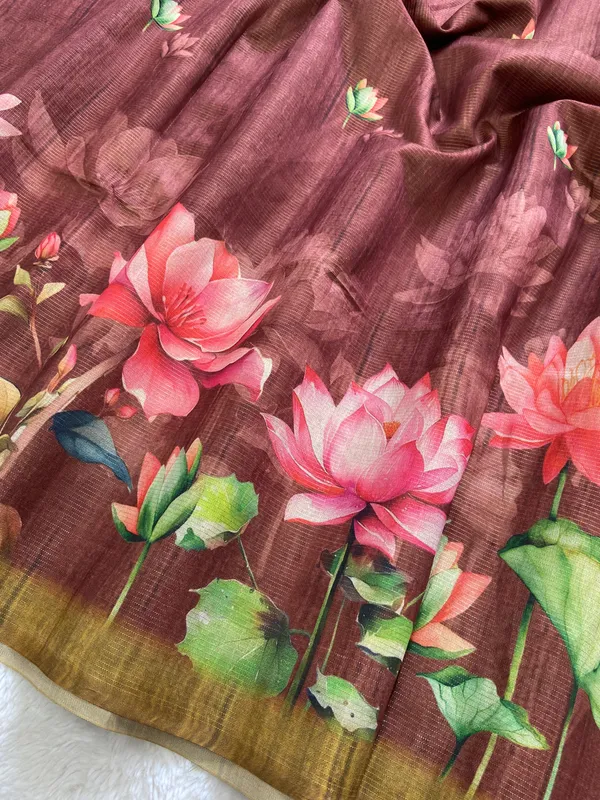 Soft_Tussar_Silk__sarees_with_Beautiful_Digital_Print_With_Attractive_Zari_Line_Saree_And_Digital_Print_Blouse_With_Tassels
