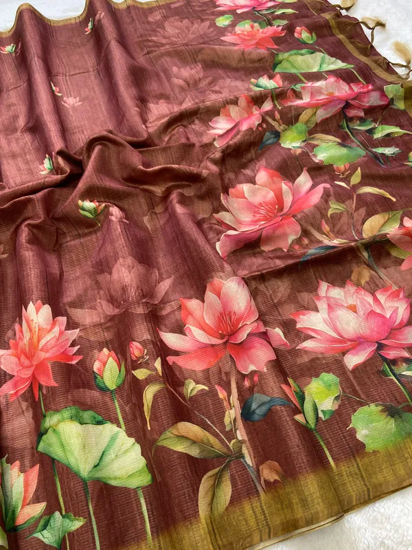 Soft_Tussar_Silk__sarees_with_Beautiful_Digital_Print_With_Attractive_Zari_Line_Saree_And_Digital_Print_Blouse_With_Tassels