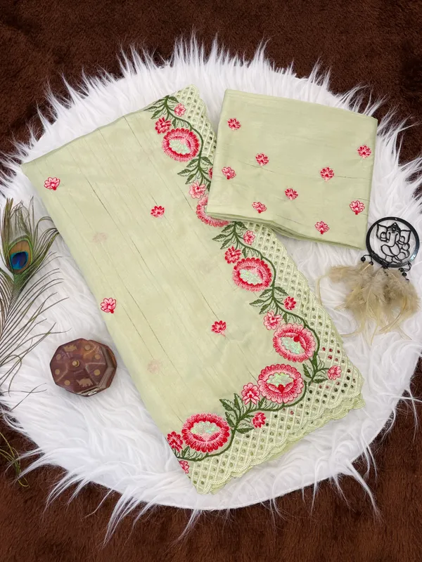 Hamsini_Pista_Green_–_Swan_Graceful_Diwali_Special_|_Heavy_Tussar_Silk_Saree_with_Embroidery_&_Sequence_Work,_Cutwork_Border_&_Heavy_Embroidery