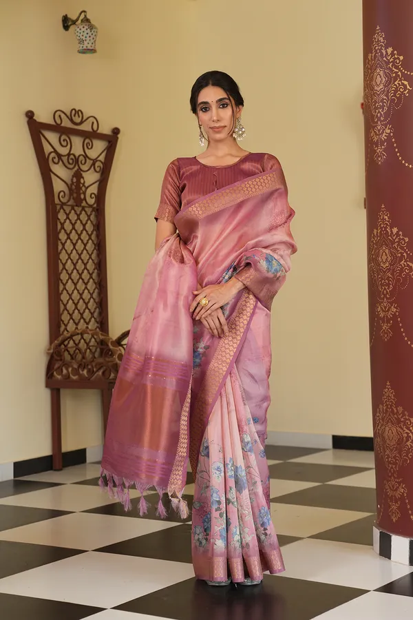 Vaanya_Wine_–_Diwali_Special_|_Soft_Tissue_Silk_Saree_with_Digital_Print,_Border_&_Rich_Pallu,_Sequence_&_Contrast_Print_Blouse_with_Tassels
