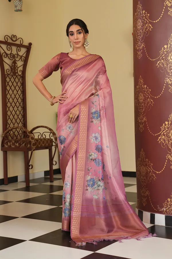 Vaanya_Wine_–_Diwali_Special_|_Soft_Tissue_Silk_Saree_with_Digital_Print,_Border_&_Rich_Pallu,_Sequence_&_Contrast_Print_Blouse_with_Tassels