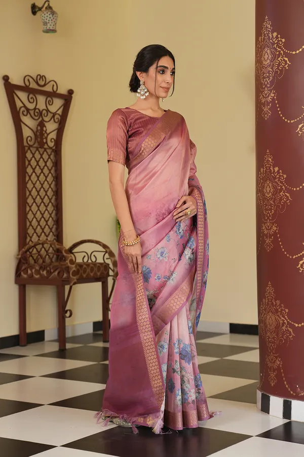 Vaanya_Wine_–_Diwali_Special_|_Soft_Tissue_Silk_Saree_with_Digital_Print,_Border_&_Rich_Pallu,_Sequence_&_Contrast_Print_Blouse_with_Tassels