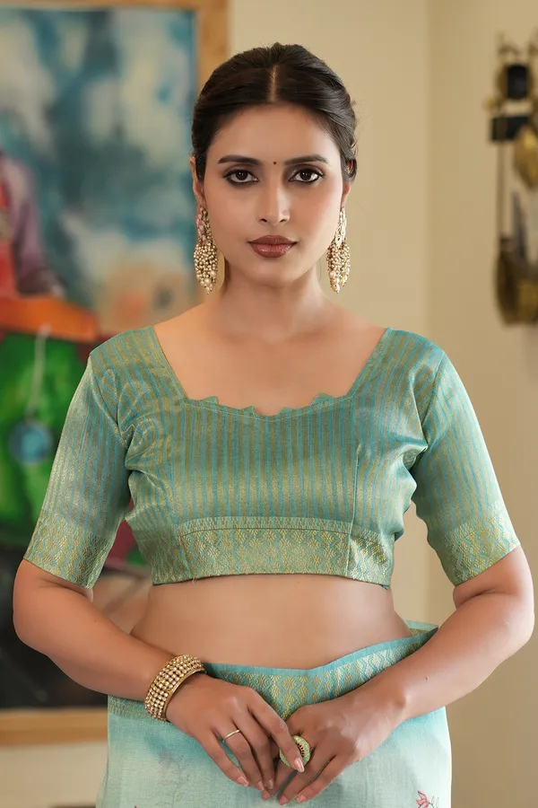 Aarohi_Rama_Green_–_Rising_Diwali_Special_|_Soft_Tissue_Silk_Saree_with_Digital_Print,_Border_&_Rich_Pallu,_Sequence_&_Contrast_Print_Blouse