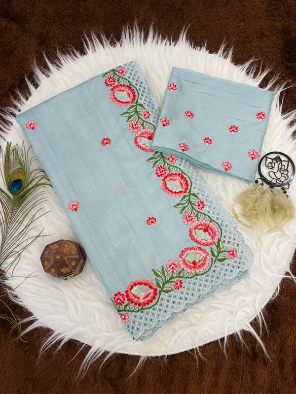 Hamsini_Sky_Blue_–_Swan_Graceful_Diwali_Special_|_Heavy_Tussar_Silk_Saree_with_Embroidery_&_Sequence_Work,_Cutwork_Border_&_Heavy_Embroidery